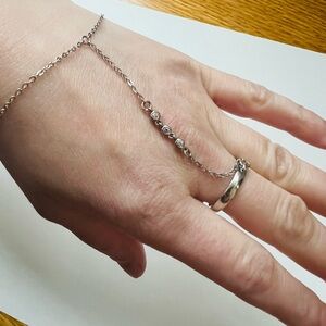 Sterling silver bracelet ring with cubic zirconia detail